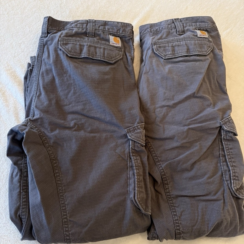 Carhartt Force Cargo Pants 40x30 Gray‎ Relaxed Fit Ripstop Utility 101148 2 Pair
